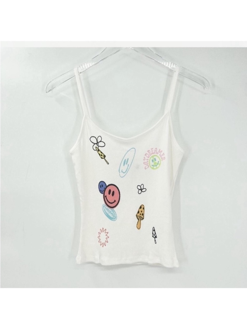 Daydreamer Dreamscape Ribbed Spaghetti Tank in Vintage White Large NEW - Picture 2 of 6